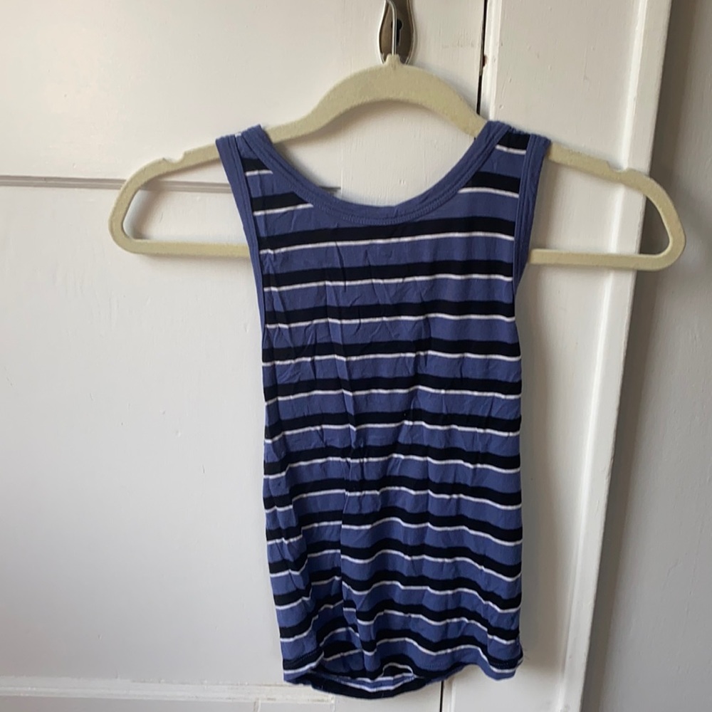 Blue and white striped tank